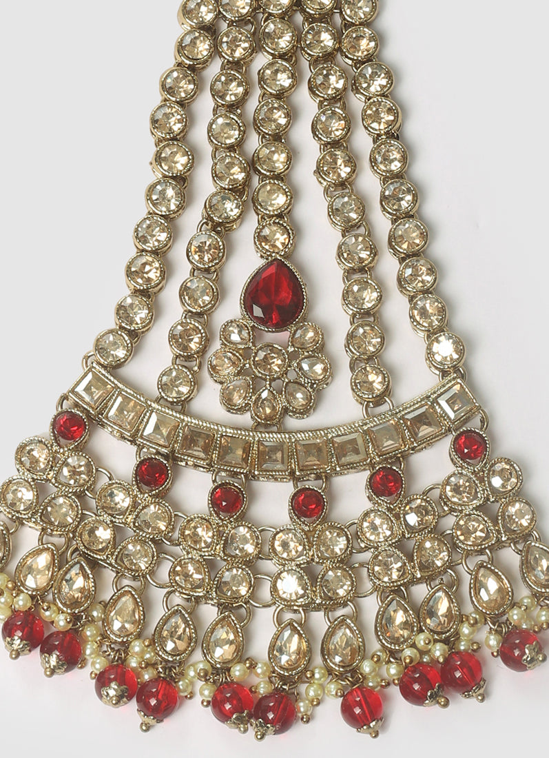 Women’s Maroon Elegant Champagne Stone Antique Gold Passa