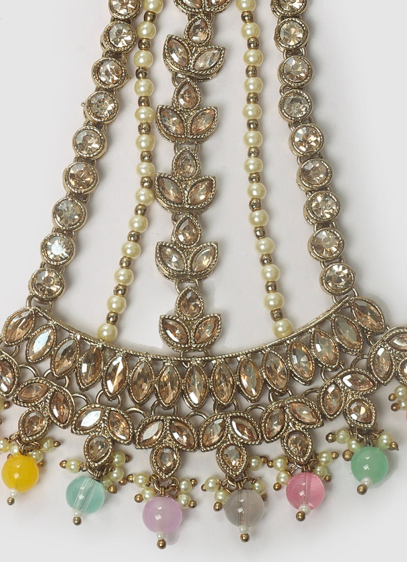 Diamonte Antique Gold Passa with Pastel Beads