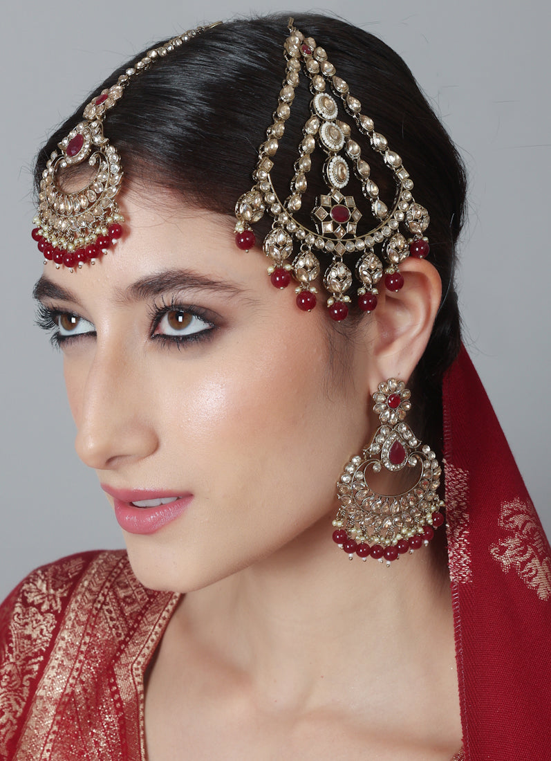 Royal Topaz Diamanté Antique Gold Passa with Maroon Bead