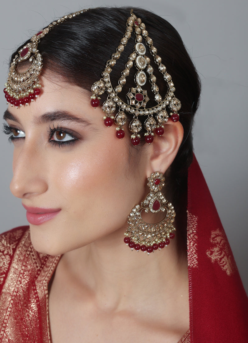 Royal Topaz Diamanté Antique Gold Passa with Maroon Bead