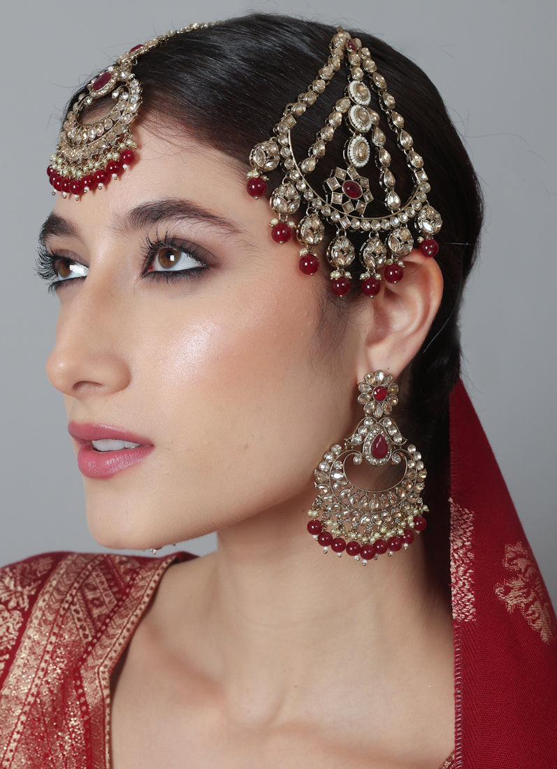 Royal Topaz Diamanté Antique Gold Passa with Maroon Bead