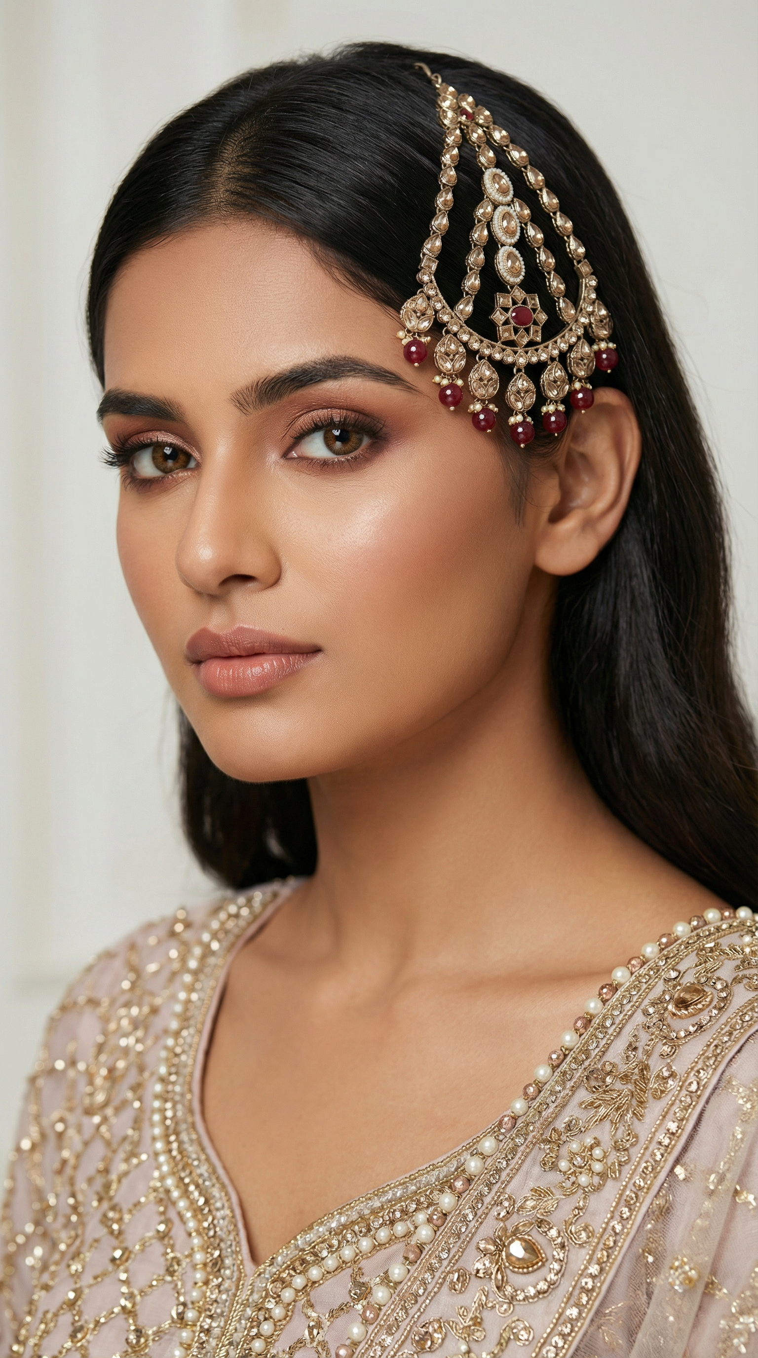 Royal Topaz Diamanté Antique Gold Passa with Maroon Bead