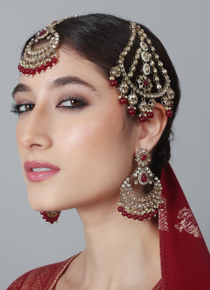 Royal Topaz Diamanté Antique Gold Passa with Maroon Bead