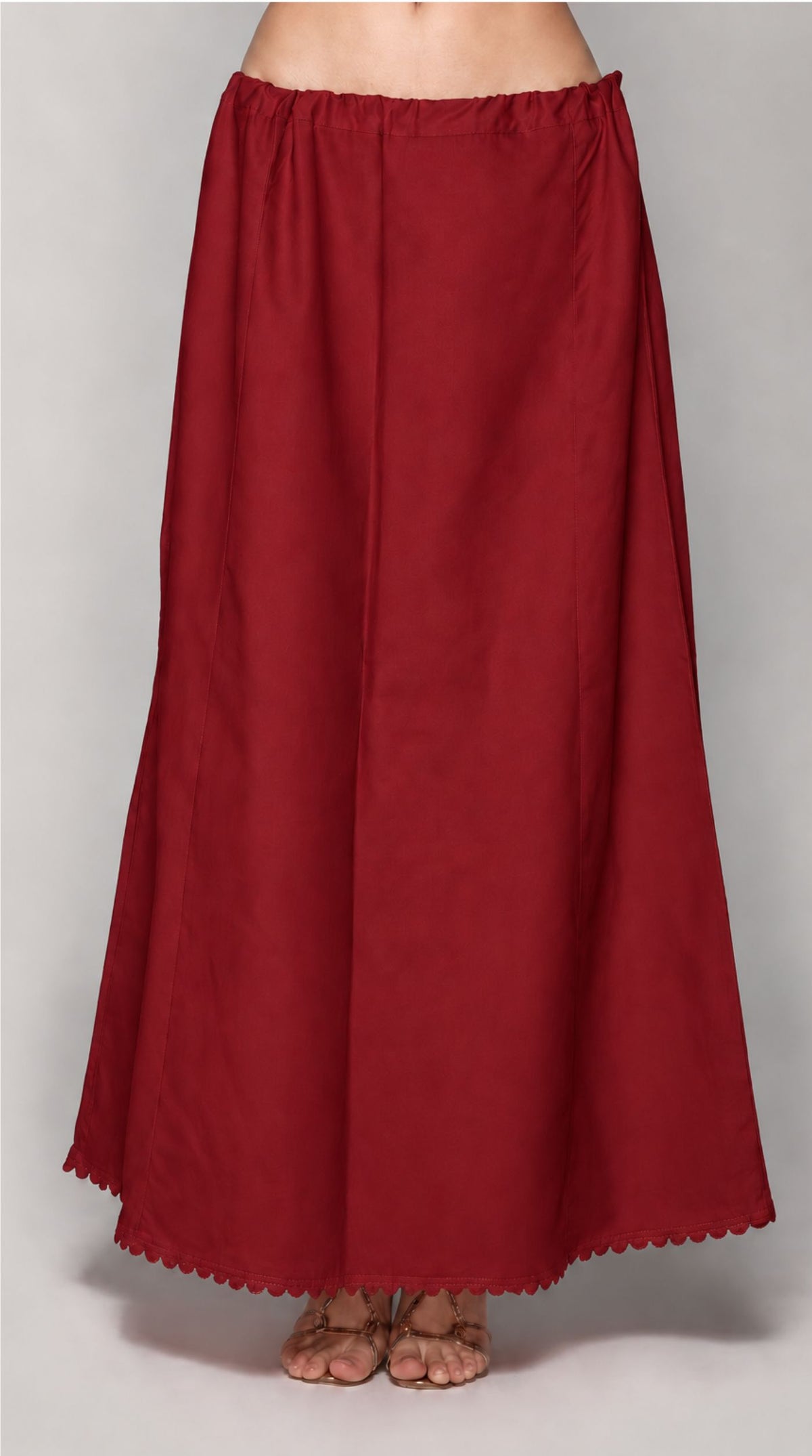 Adjustable Fit Maroon Cotton Saree Petticoat