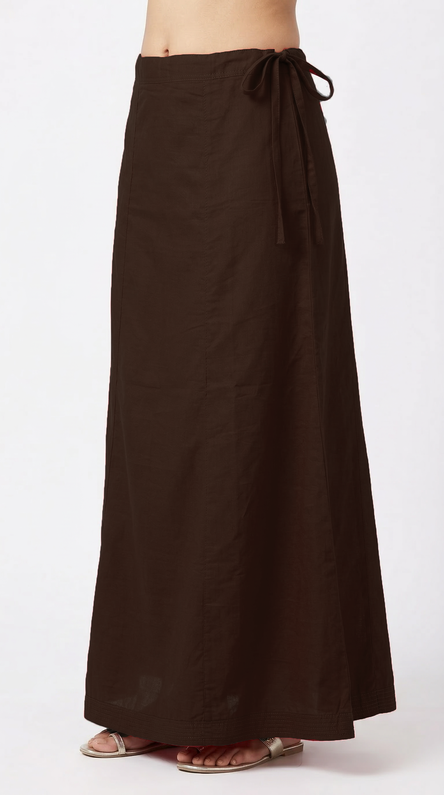Choc Brown Cotton Saree Petticoat