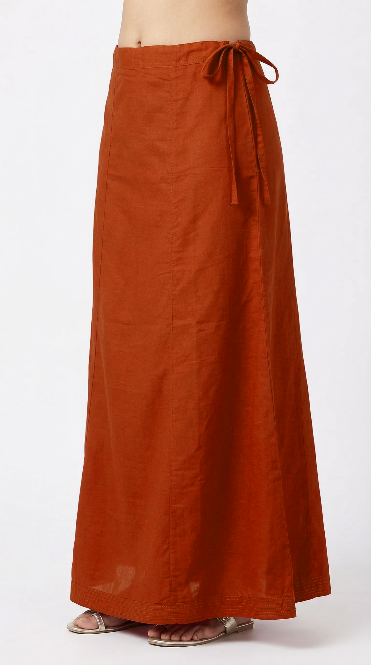 Rust Cotton Saree Petticoat