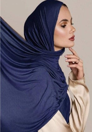 Navy Blue Large Super Soft Jersey Hijab Scarf