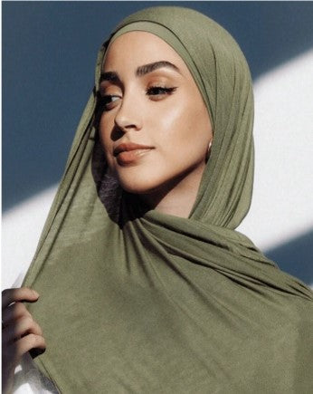 Olive Green Large Super Soft Jersey Hijab Scarf