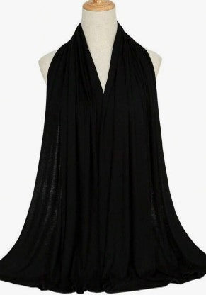 Black Large Super Soft Jersey Hijab Scarf