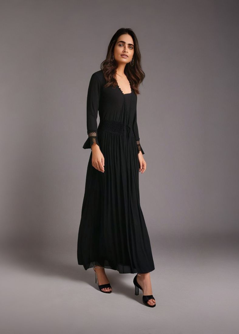 Black Maxi Open Cardigan