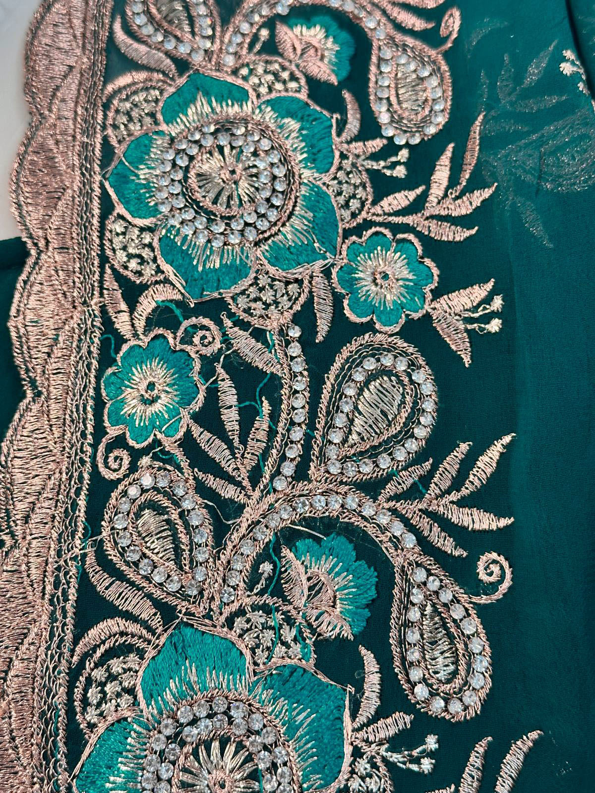 Jade Green Embroidered Saree