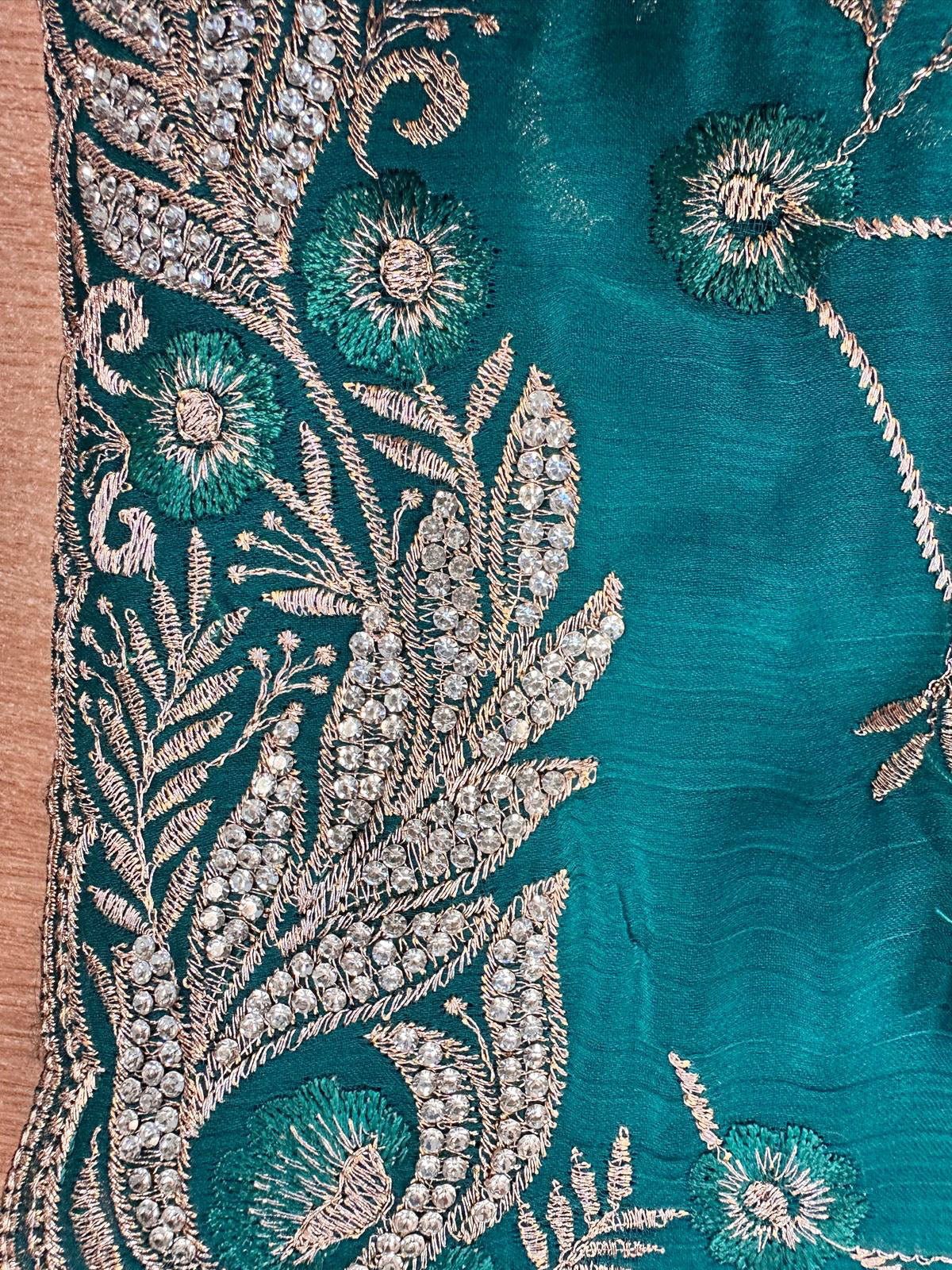 Jade Full Embroidery Chiffon Saree