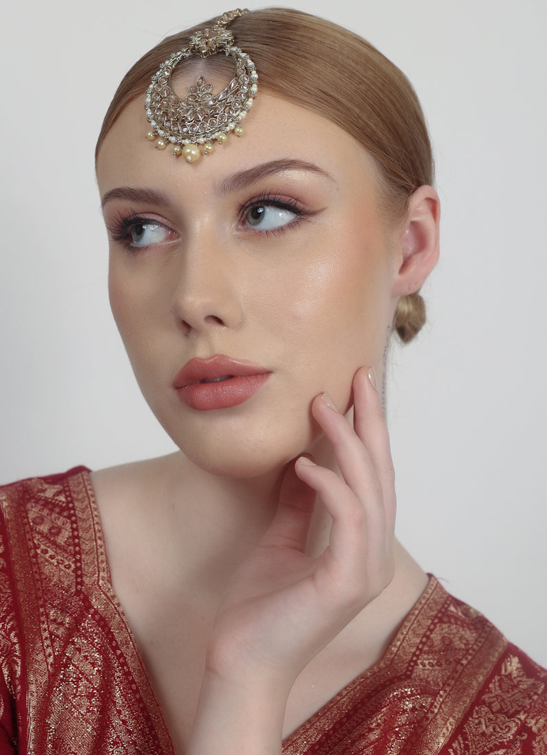 Pearly Gold Plated Tikka For Women