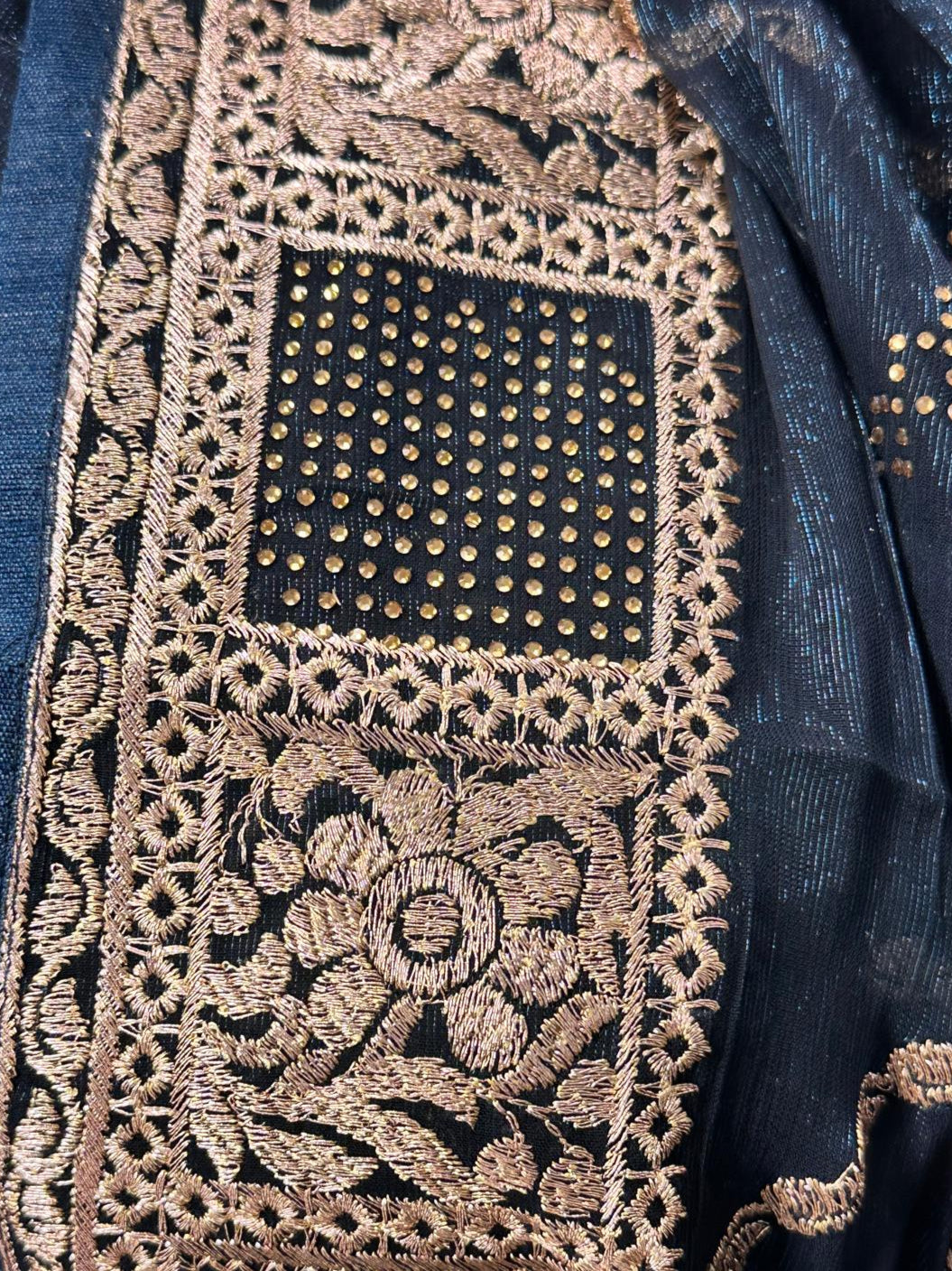 Blue Embroidered Shimmer Saree