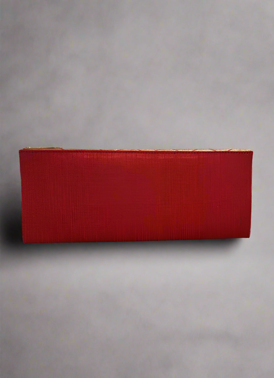 Maroon Brocade Envelope Clutch