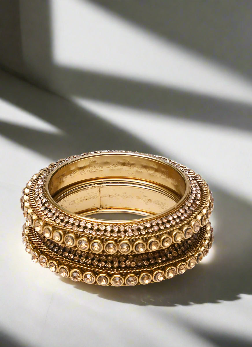 Buy All gold stonework bangle set