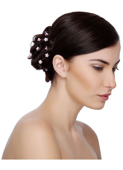 Pink Flower Diamante Bun Pins