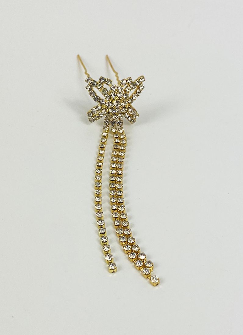 Gold Diamonte Bun Pins