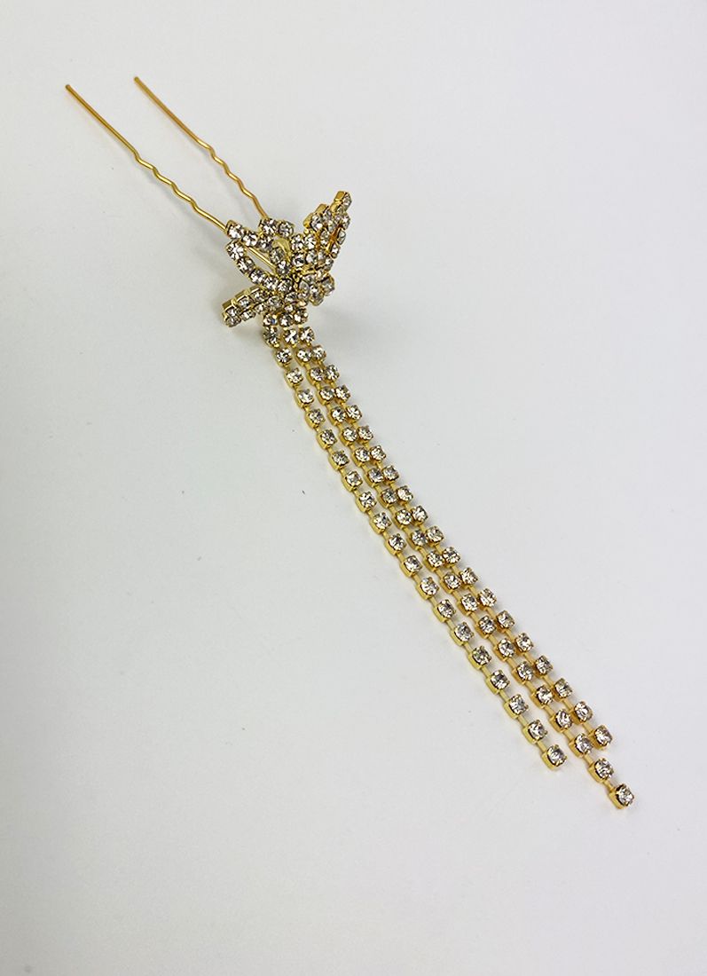 Gold Diamonte Bun Pins