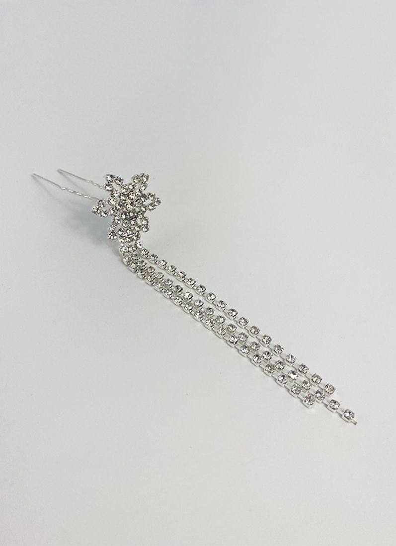 Diamonte Bun Pins Silver