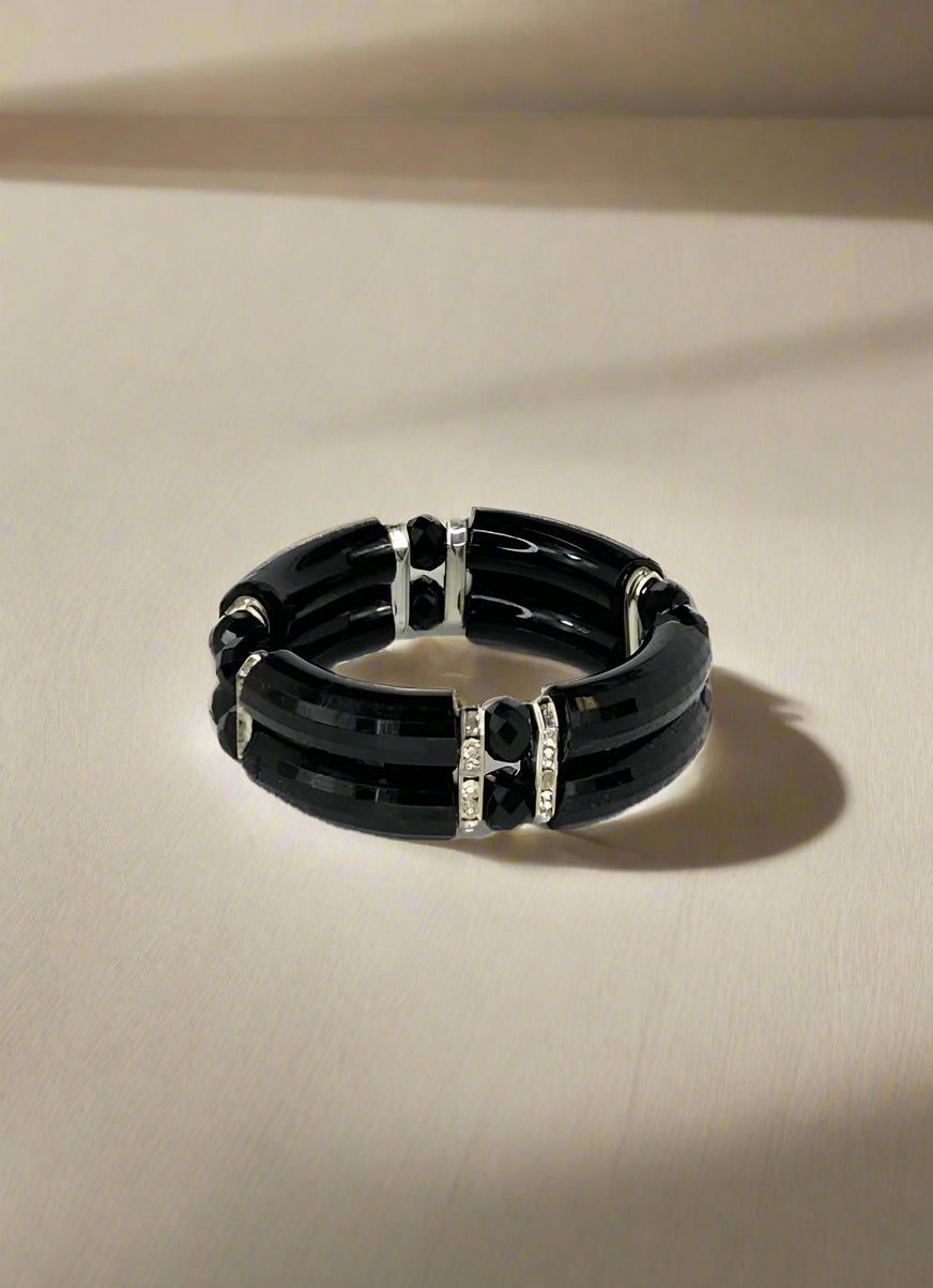 Buy Black Crystal Bead Bracelet