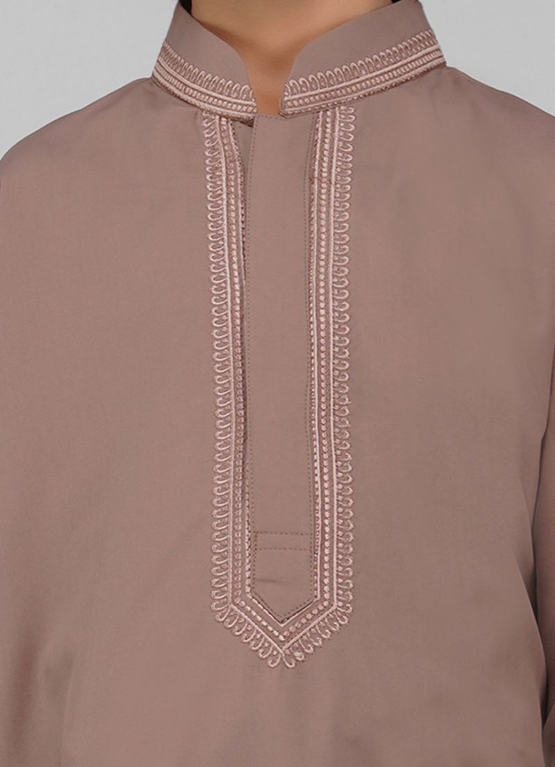 Buy Boy's Brown Poyester Resham Thread Embroidered Kurta Salwar Set