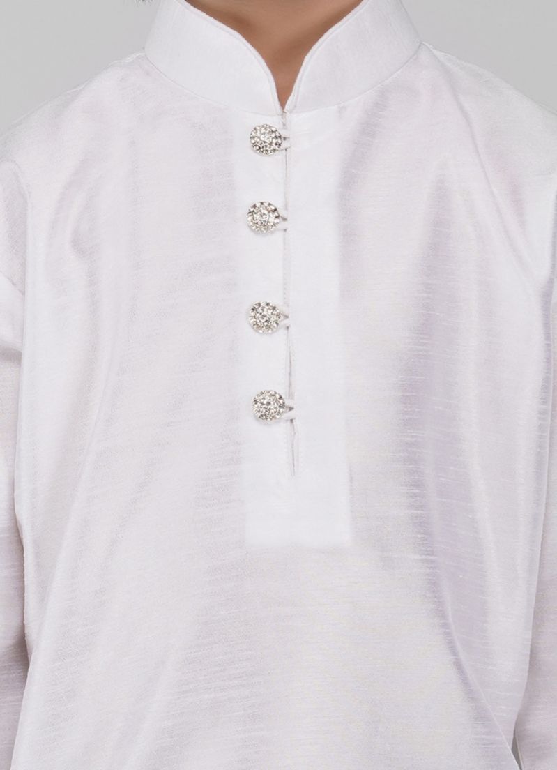 Buy Boy's Off-White Raw Silk Kurta Pajama Set
