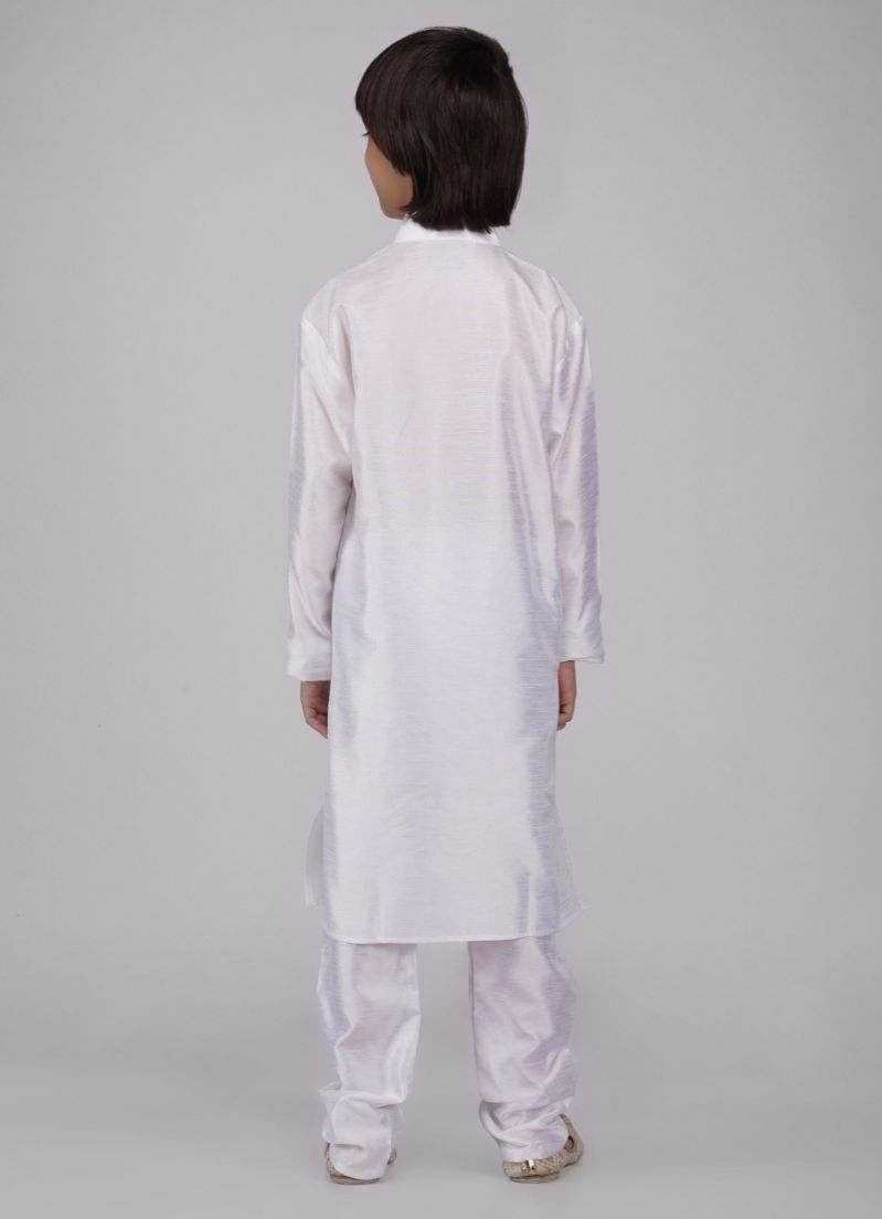 Buy Boy's Off-White Raw Silk Kurta Pajama Set