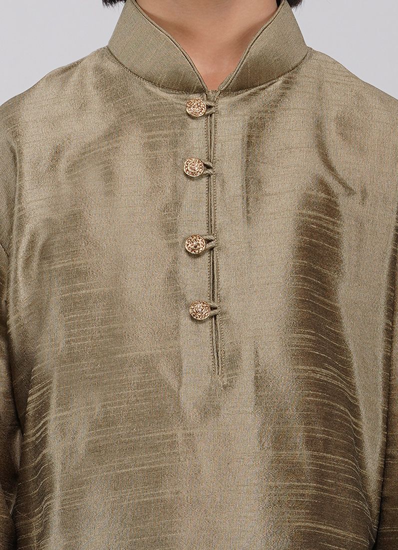 Buy Boy's Gold Raw Silk Kurta Pajama Set
