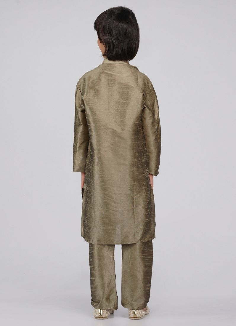 Buy Boy's Gold Raw Silk Kurta Pajama Set