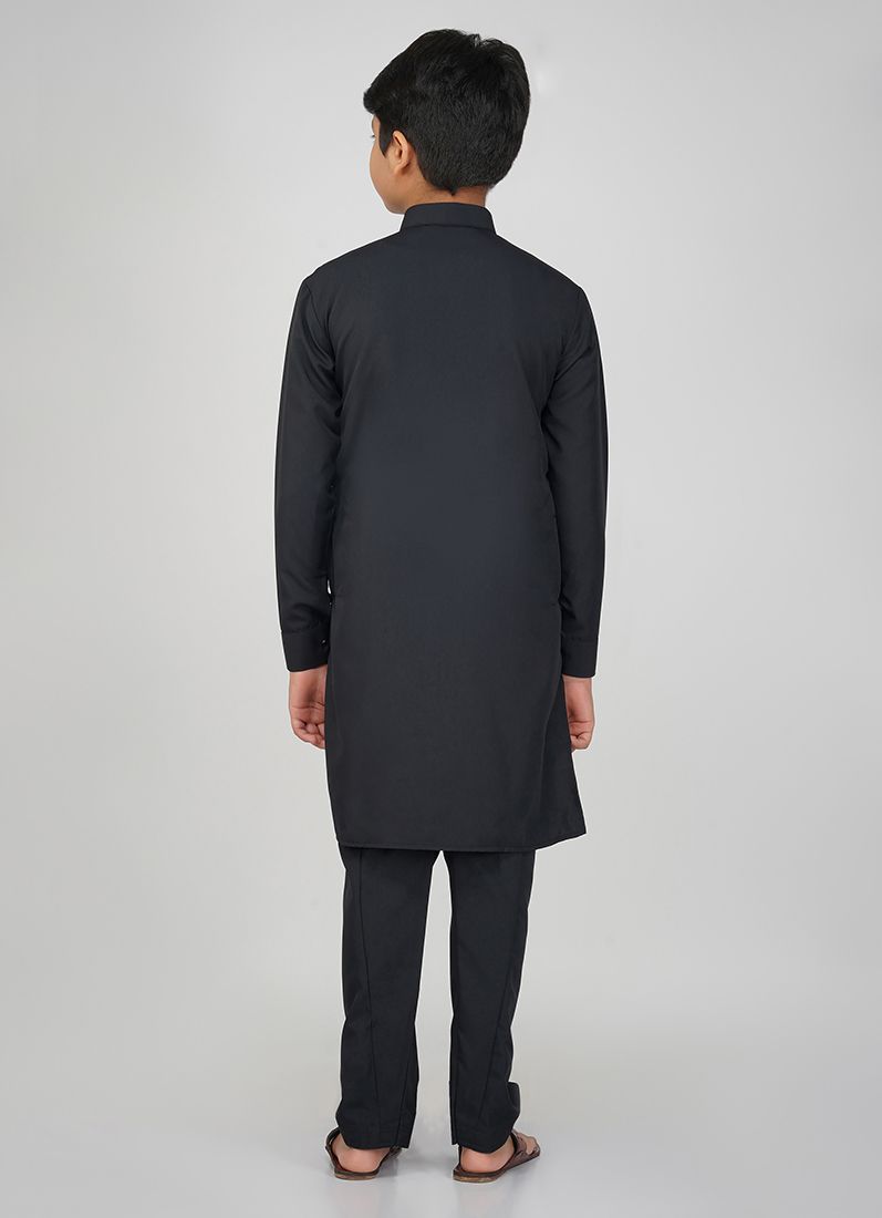 Buy Boys Black Polyester Kurta Salwar Set