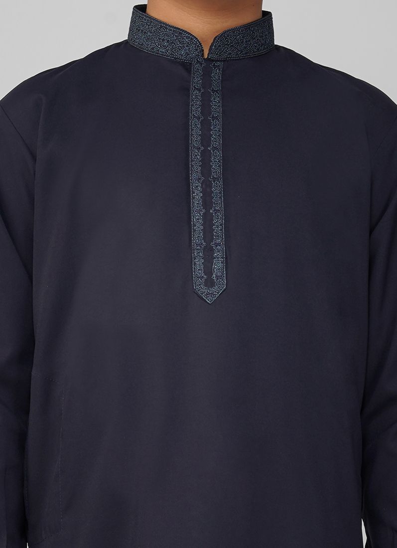 Buy Boys Navy Blue Embroidered Work Set