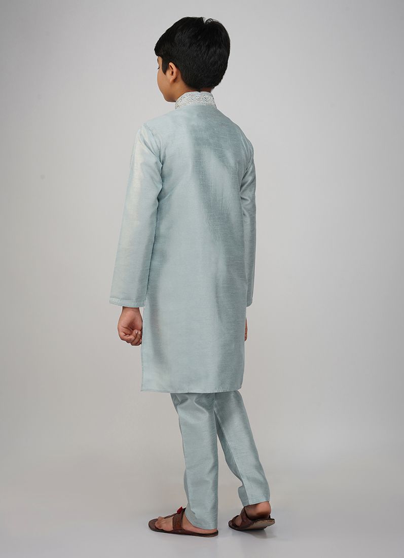 Buy Boys Light Blue Embroidered Kurta Set