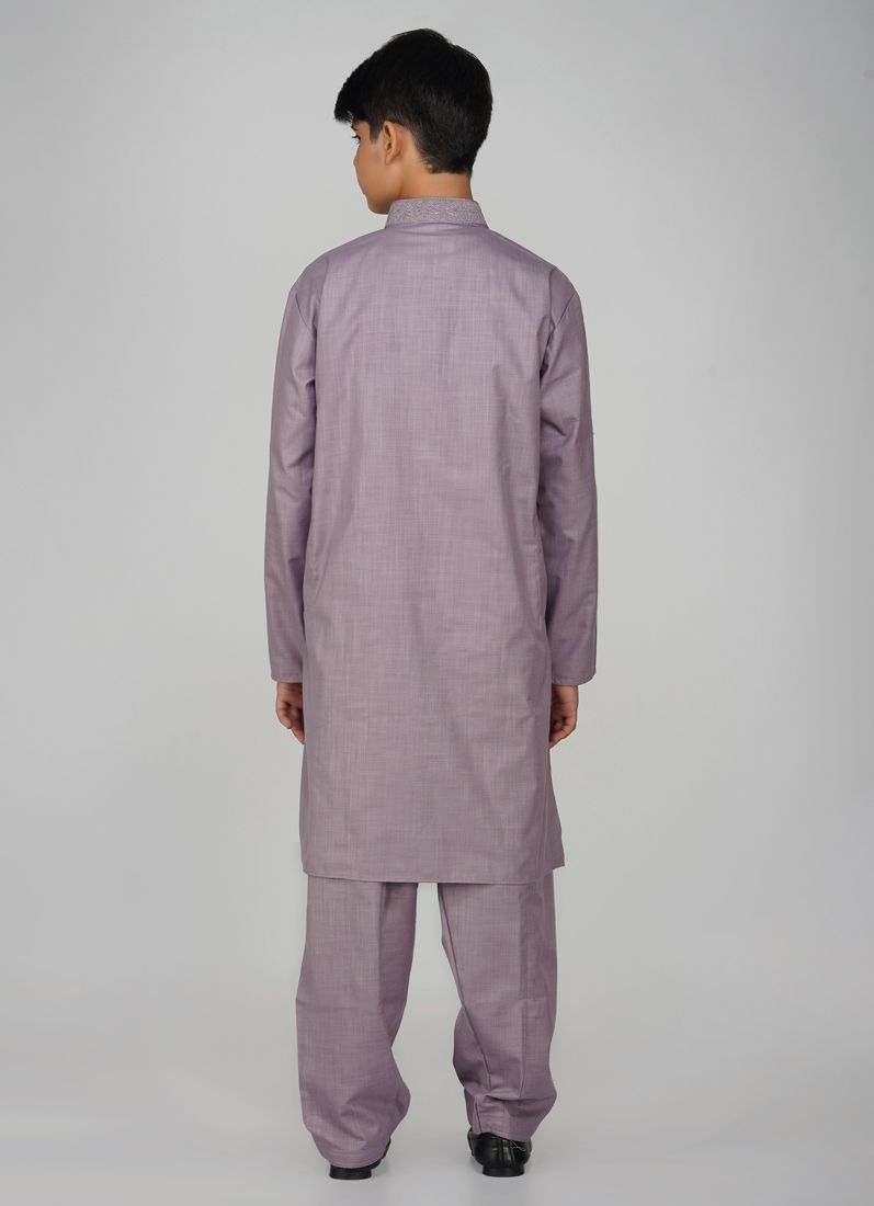 Buy Boys Lilac Cotton Kurta Pajama Set