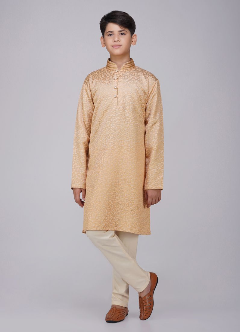 Buy Boys Gold Resham Brocade Kurta Set