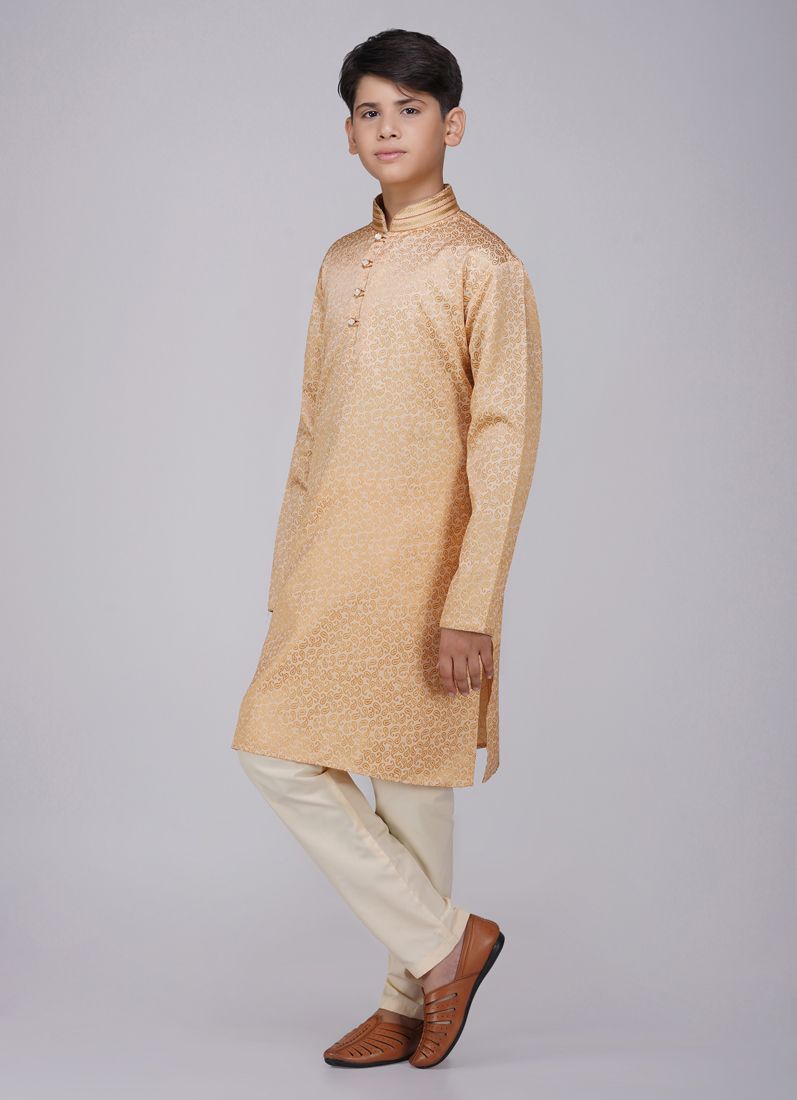 Buy Boys Gold Resham Brocade Kurta Set