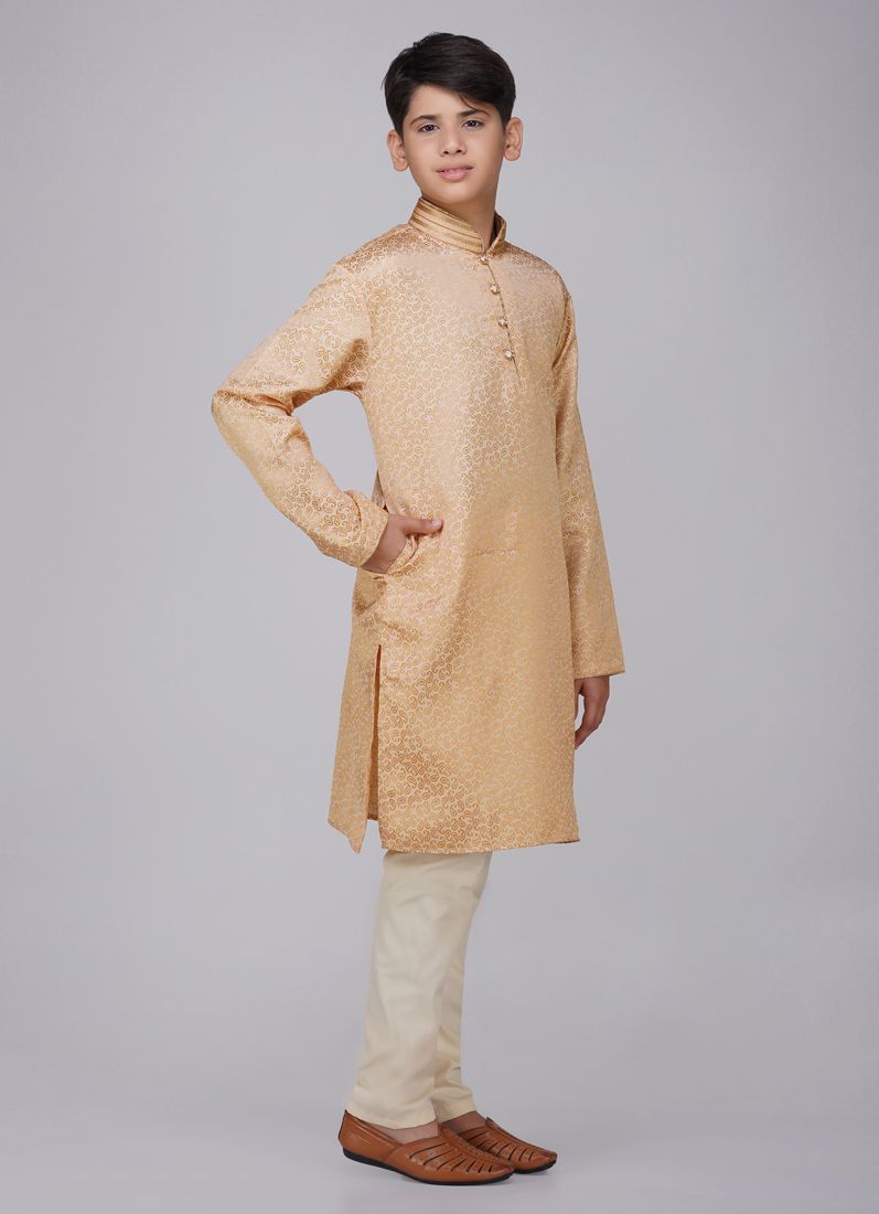 Buy Boys Gold Resham Brocade Kurta Set