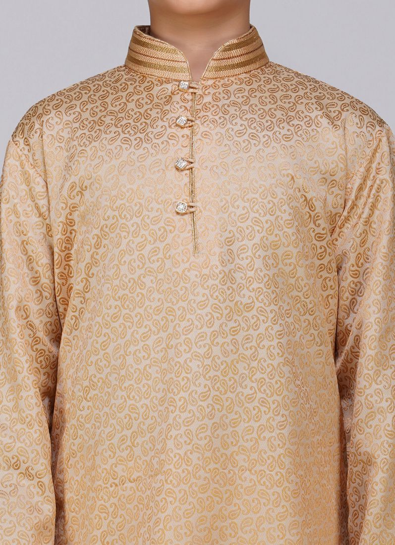 Buy Boys Gold Resham Brocade Kurta Set