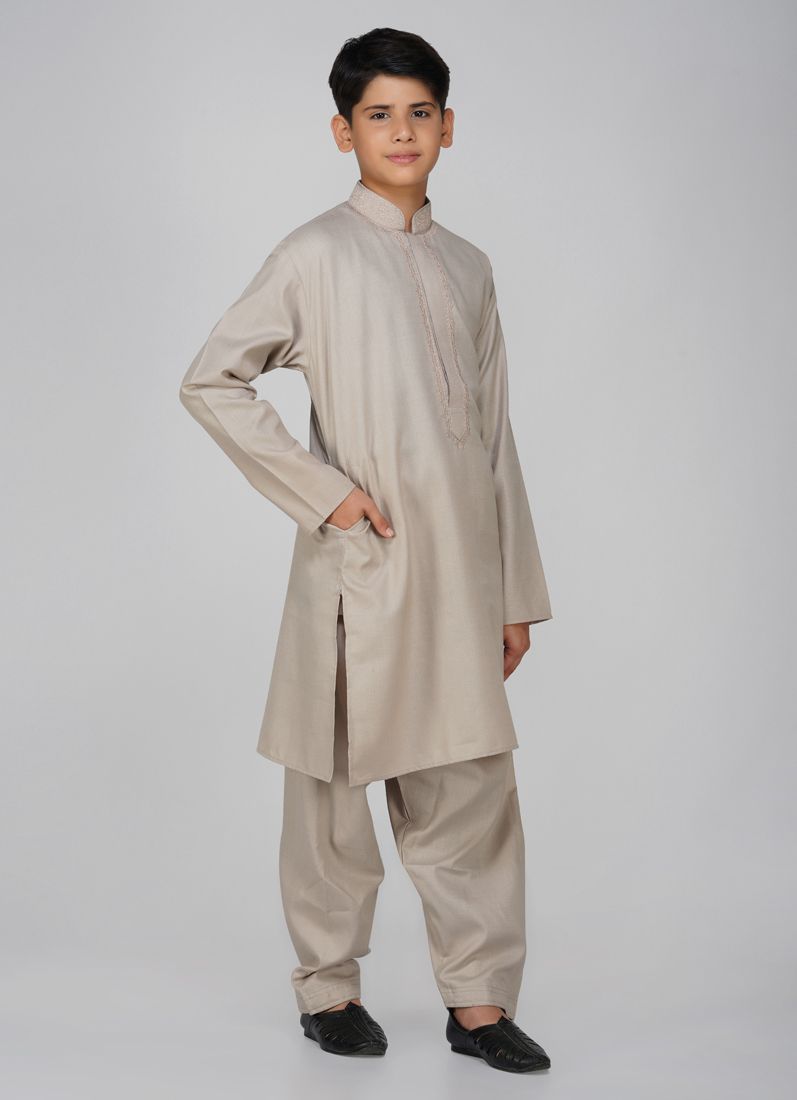 Buy Boys Purple Cotton Embroidered Kurta Set