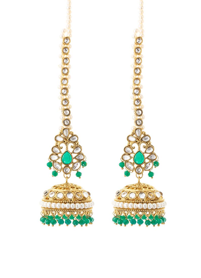Buy Dark Green Long Earrings