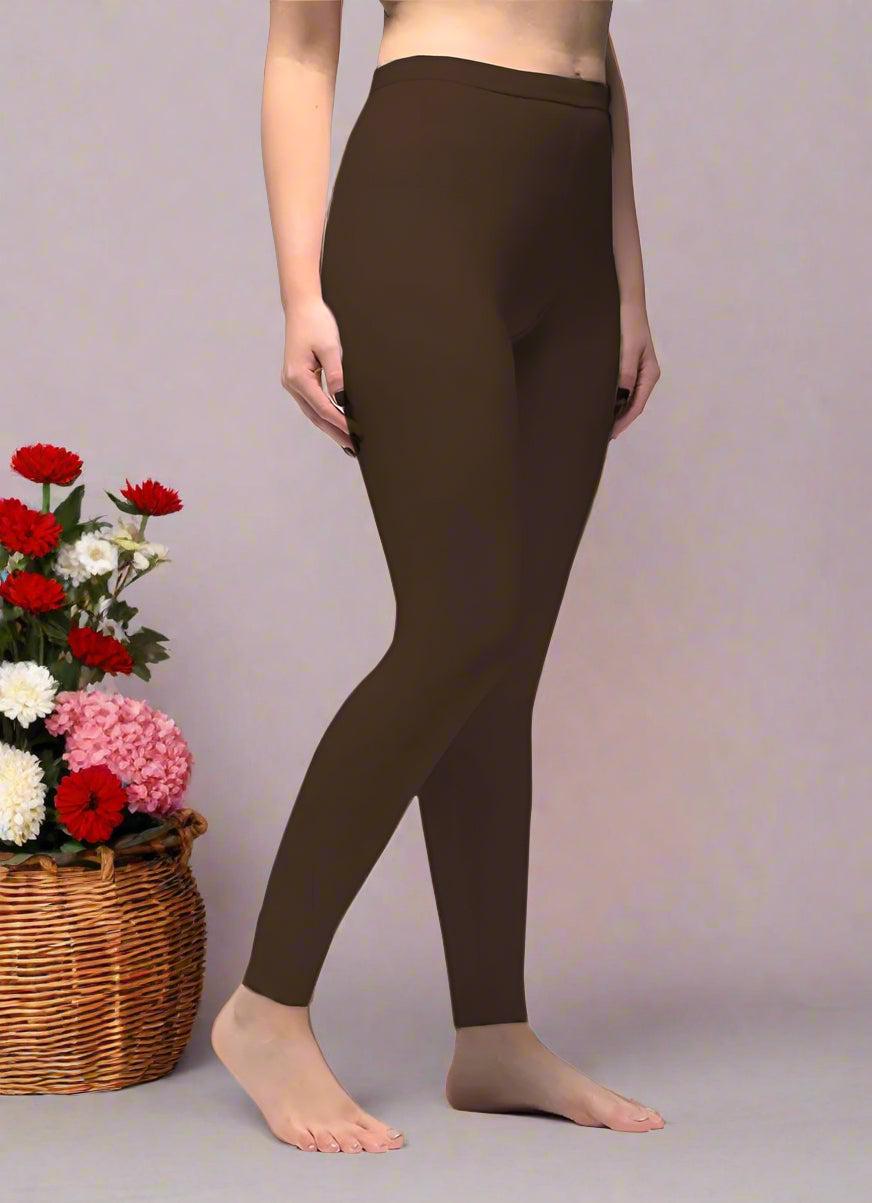 Buy Dark Brown Lycra Leggings