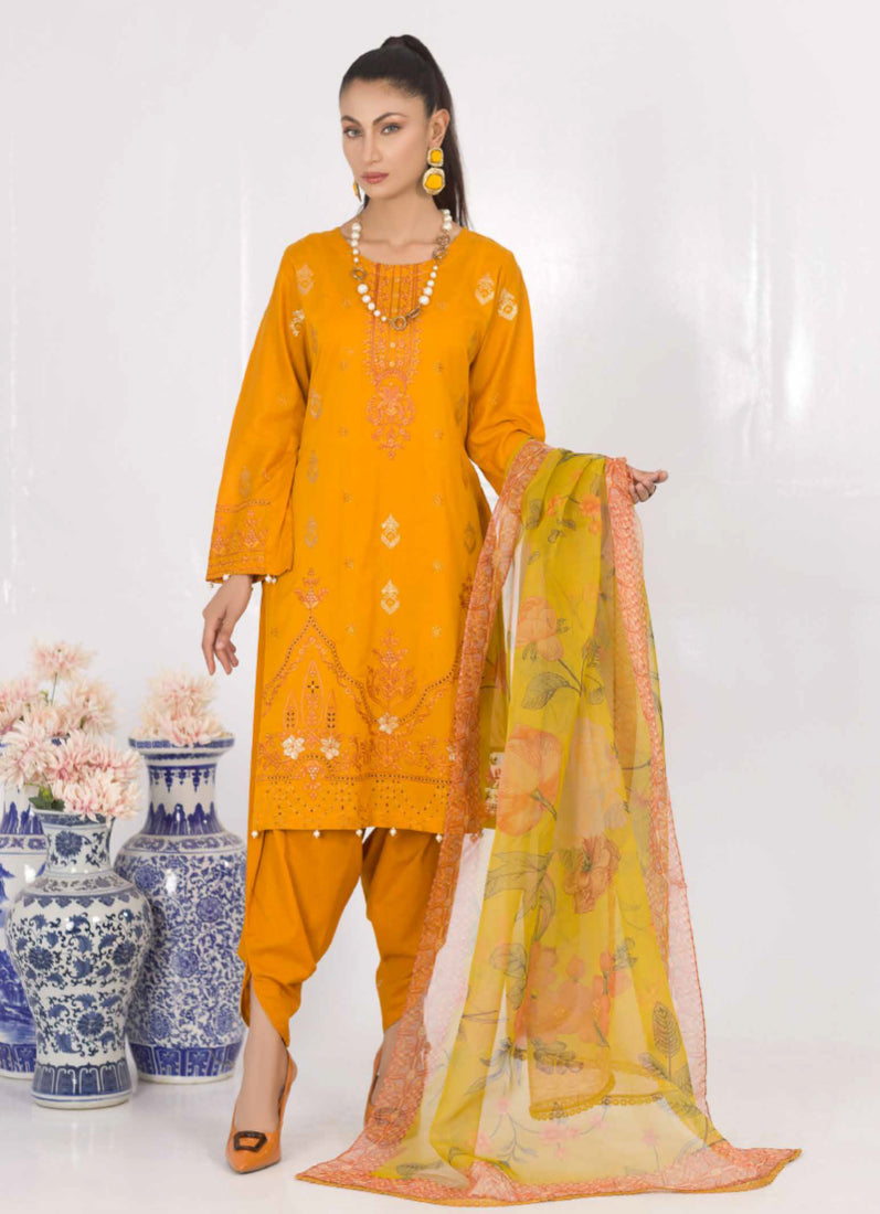 Buy Mustard Embroidered Chikankari Suit Set