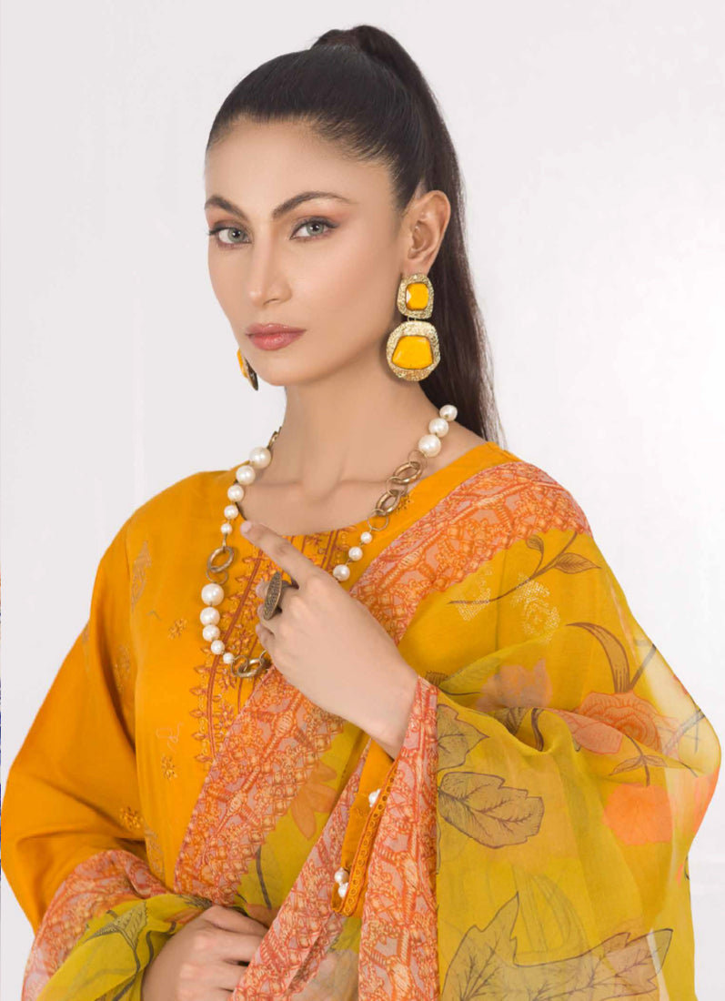 Buy Mustard Embroidered Chikankari Suit Set