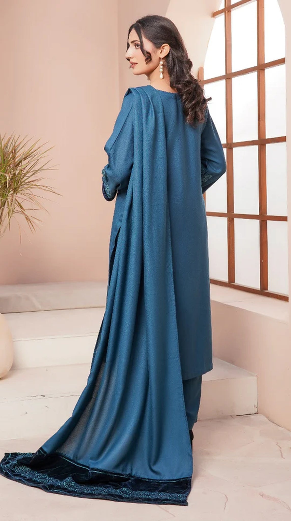 Stylish Blue Dhanak Suit Set