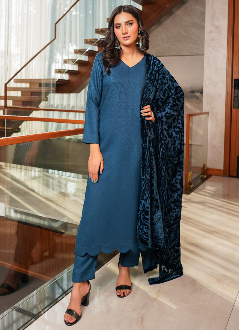 Deep Blue Dhanak Suit Set