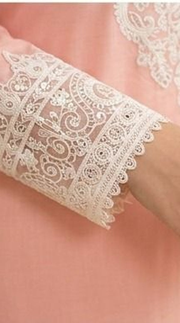 Light Pink Farshi Salwar Suit with White Embroidered Lace