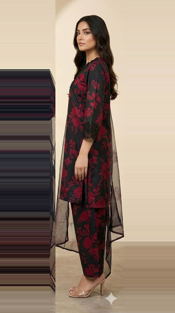 Black Farshi Salwar Suit with Digital Print