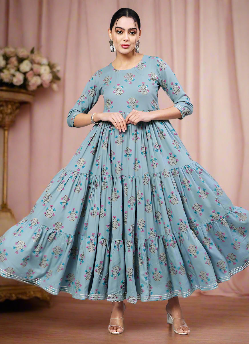 Buy Blue Rayon Printed Dress