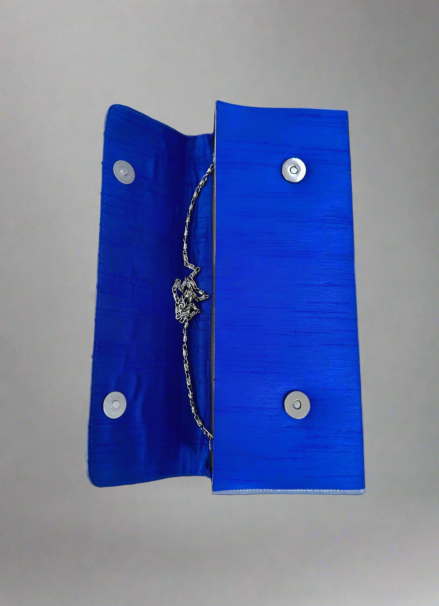 Royal Blue Brocade Envelope Clutch
