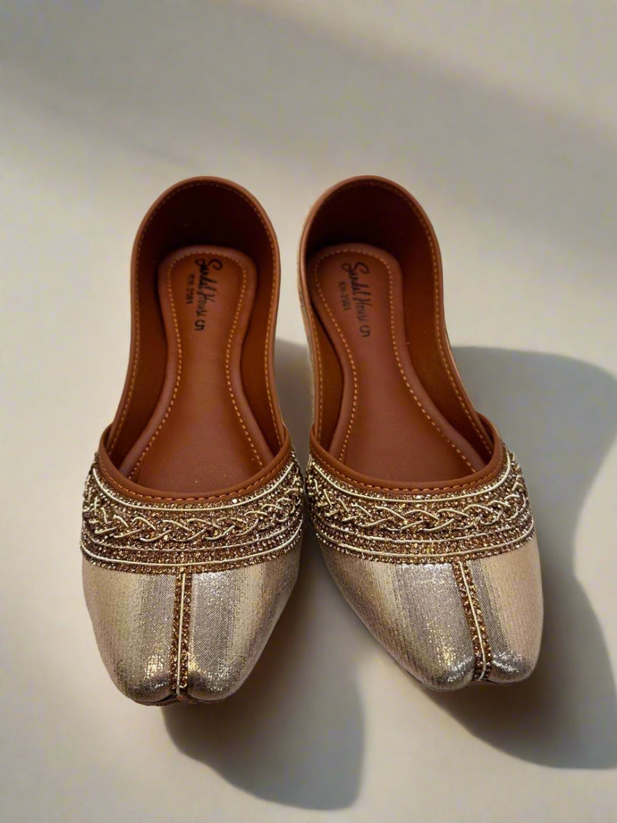 Gold Diamonte Encrusted Jutti